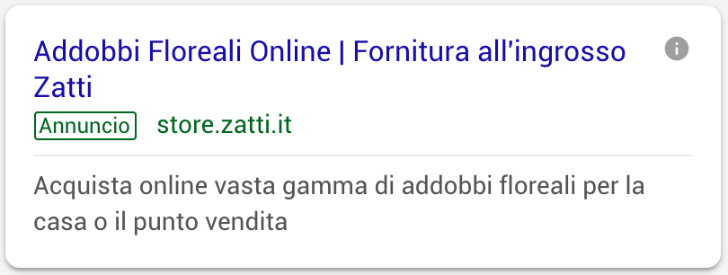 Annuncio Google Ads Zatti 1