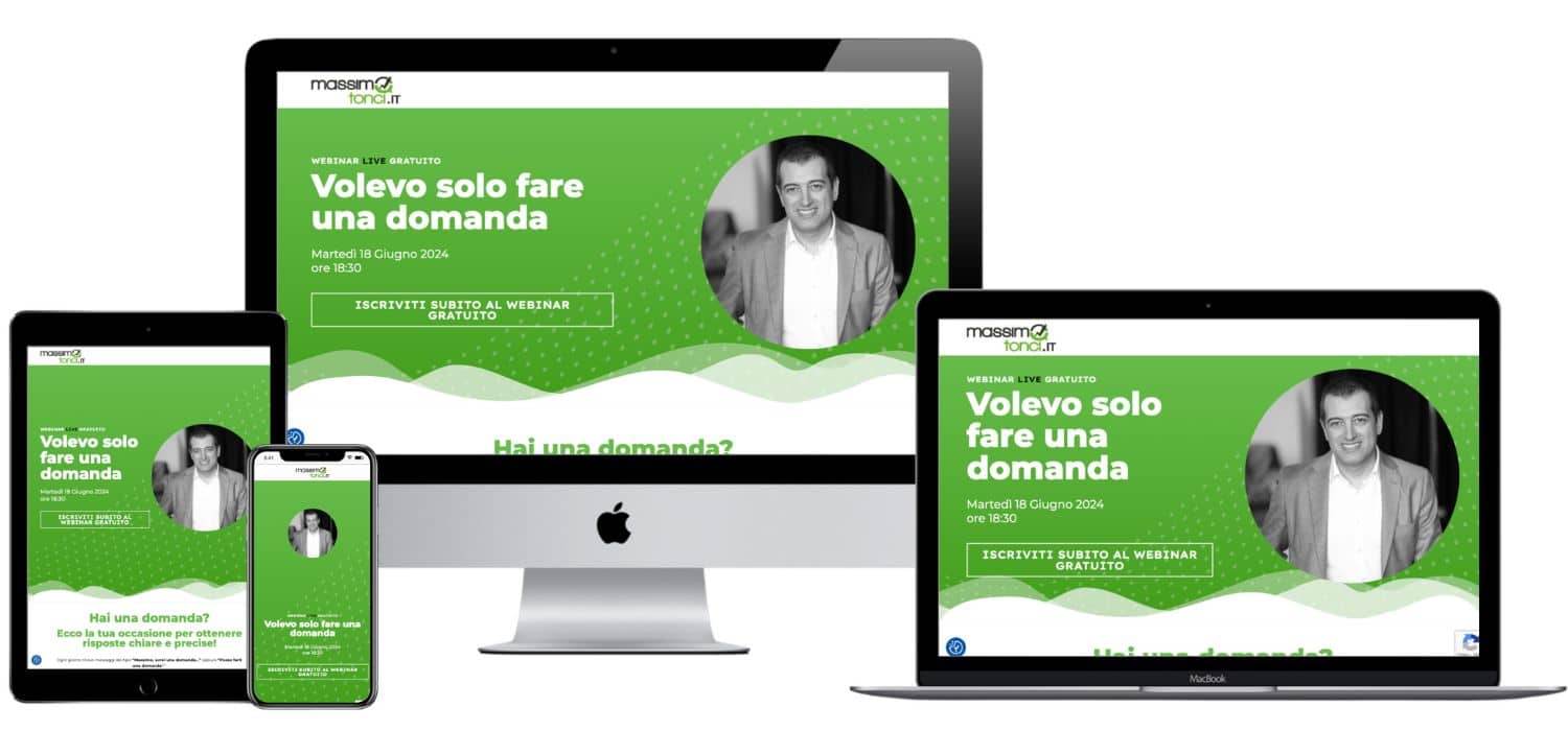 Landing Page per un webinar di Massimo TonciLink: massimotonci.it/webinar-live